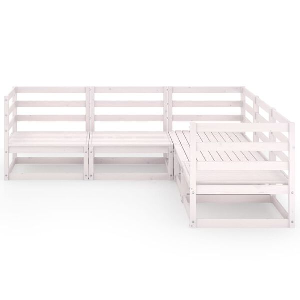 vidaXL 5-tlg. Garten-Lounge-Set Wei&szlig; Kiefer Massivholz