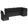 vidaXL 6-tlg. Garten-Sofagarnitur mit Kissen Schwarz Poly Rattan