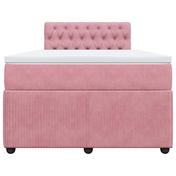 vidaXL Boxspringbett mit Matratze Rosa 120x200 cm Samt