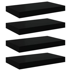 vidaXL Schweberegale 4 Stk. Hochglanz-Schwarz 40x23,5x3,8 cm MDF