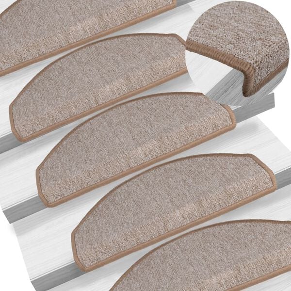 vidaXL Stufenmatten 15 Stk. 65x24x4 cm Hellbraun Halbrund Gro&szlig;