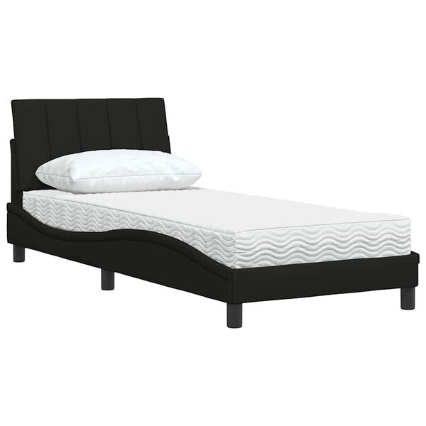 vidaXL Bett mit Matratze "Hanko" Schwarz 90x200 cm Stoff