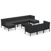 vidaXL 11-tlg. Garten-Lounge-Set mit Auflagen Poly Rattan Schwarz