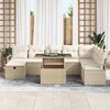vidaXL Garten-Sofa-Set mit Kissen mit Speicher 9 pcs Beige Poly Rattan
