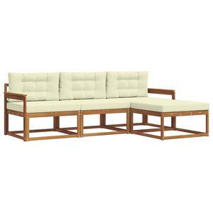vidaXL Outdoor-Sofagarnitur mit Kissen 4 pcs Natur und Creme