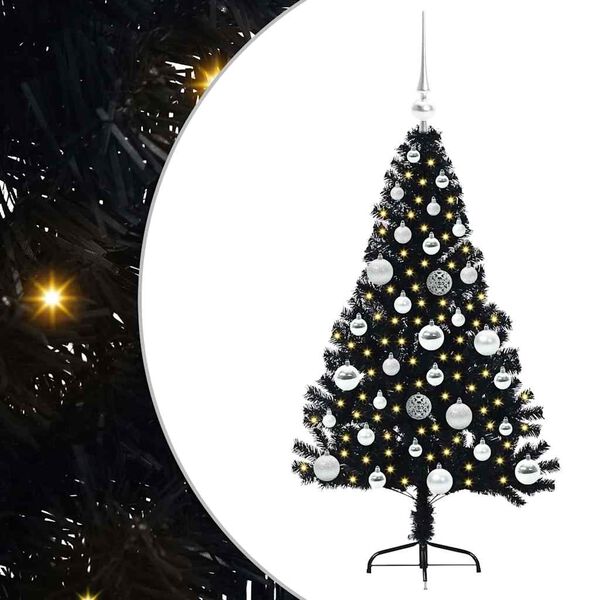 vidaXL K&uuml;nstlicher vorbeleuchteter Weihnachtsbaum Schwarz 120 cm PVC