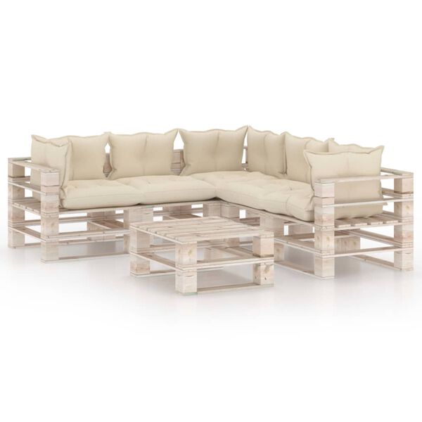 vidaXL 6-tlg. Garten-Lounge-Set aus Paletten mit Kissen Kiefernholz