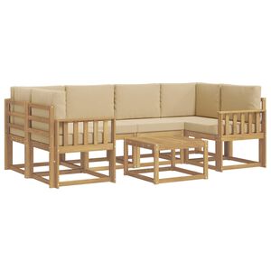 vidaXL Outdoor-Sofagarnitur mit Kissen 7 pcs Wei&szlig; und Beige