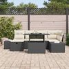 vidaXL Garten-Sofa-Set mit Kissen 7 pcs Schwarz Poly Rattan