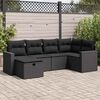 vidaXL 6-tlg. Garten-Sofagarnitur mit Kissen Schwarz Poly Rattan