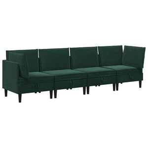 vidaXL Wohnzimmergarnitur mit Kissen 4 pcs Dunkelgr&uuml;n Samt