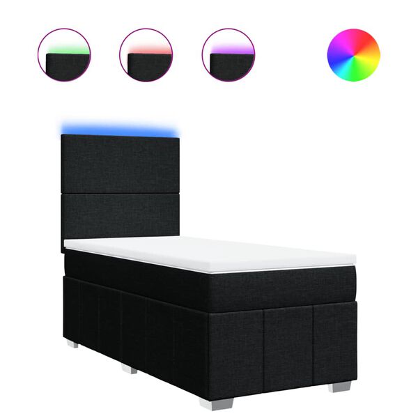 vidaXL Boxspringbett mit Matratze Schwarz 100x200 cm Stoff