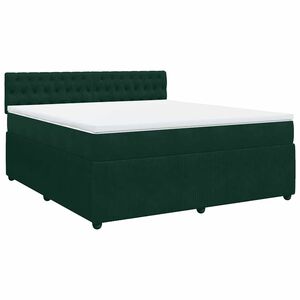 vidaXL Boxspringbett mit Matratze Dunkelgr&uuml;n 180x200 cm Samt