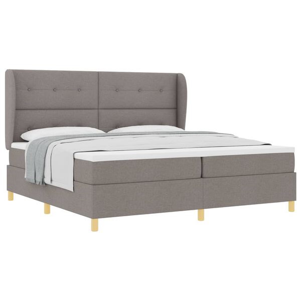 vidaXL Boxspringbett mit Matratze Taupe 200 x 200 cm Stoff