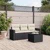 vidaXL 4-tlg. Garten-Sofagarnitur mit Kissen Schwarz Poly Rattan