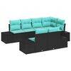vidaXL Gartensofa-set 7 stk. Schwarz und T&uuml;rkis Poly-Rattan