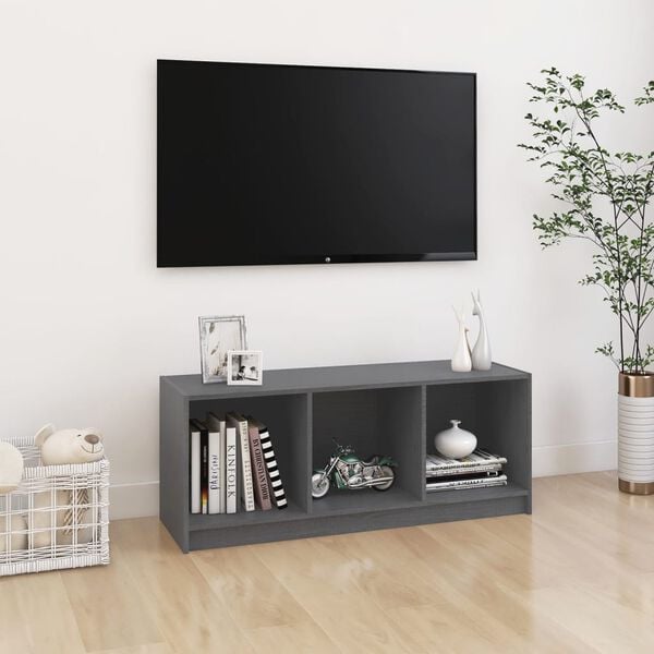 vidaXL TV-Schrank Grau 104x33x41 cm Massivholz Kiefer