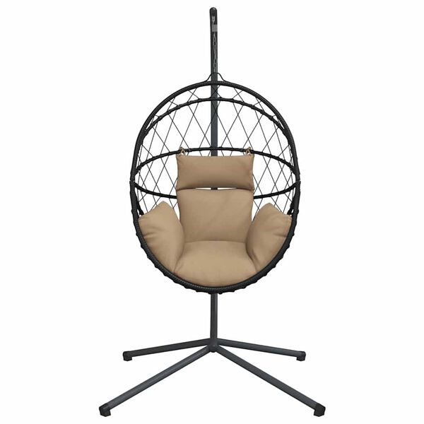 vidaXL Hängesessel Ei-Design mit Ständer Taupe Rattan und Stahl
