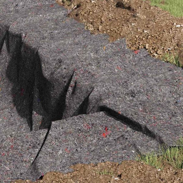 vidaXL Teichvlies Grau 1 x 25 m Polyester und Baumwolle