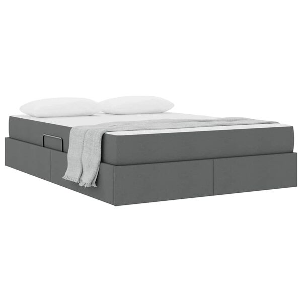 vidaXL Aufbewahrungsbett mit Matratze Dunkelgrau 140 x 190 cm