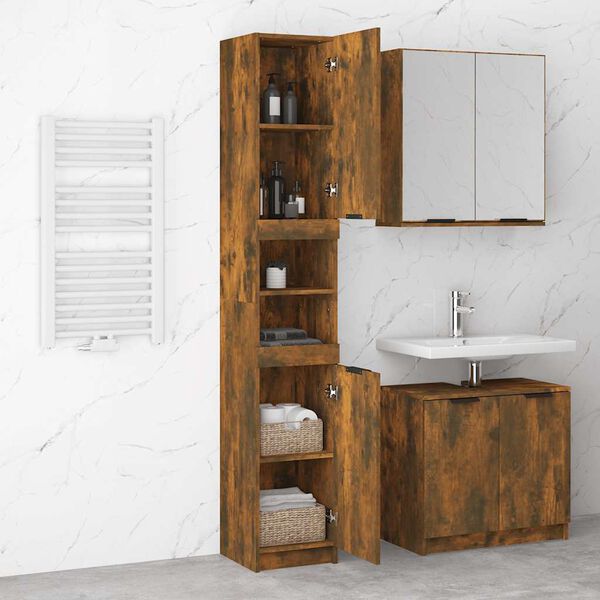 vidaXL Badschrank R&auml;uchereiche 32x34x188,5 cm Holzwerkstoff