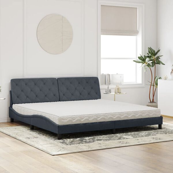 vidaXL Bett mit Matratze Dunkelgrau 200x200 cm Samt