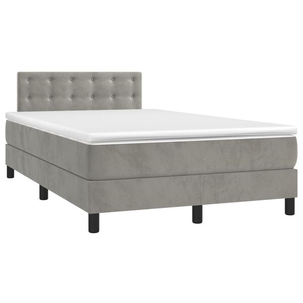 vidaXL Boxspringbett mit Matratze Hellgrau 120x190 cm Samt
