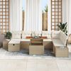 vidaXL Garten-Sofa-Set mit Kissen mit Speicher 9 pcs Beige Poly Rattan