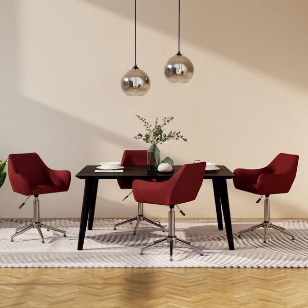 vidaXL Esszimmerst&uuml;hle 4 Stk. Drehbar Weinrot Stoff