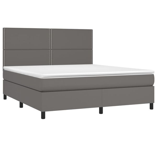 vidaXL Boxspringbett mit Matratze Grau 160x200 cm Kunstleder