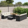 vidaXL Garten-Sofa-Set mit Kissen 11 pcs Schwarz Poly Rattan
