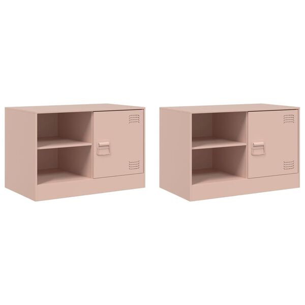 vidaXL TV-Schränke 2 Stk. Rosa 67x39x44 cm Stahl