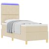 vidaXL LED Boxspringbett mit Matratze Creme 80 x 200 cm Stoff