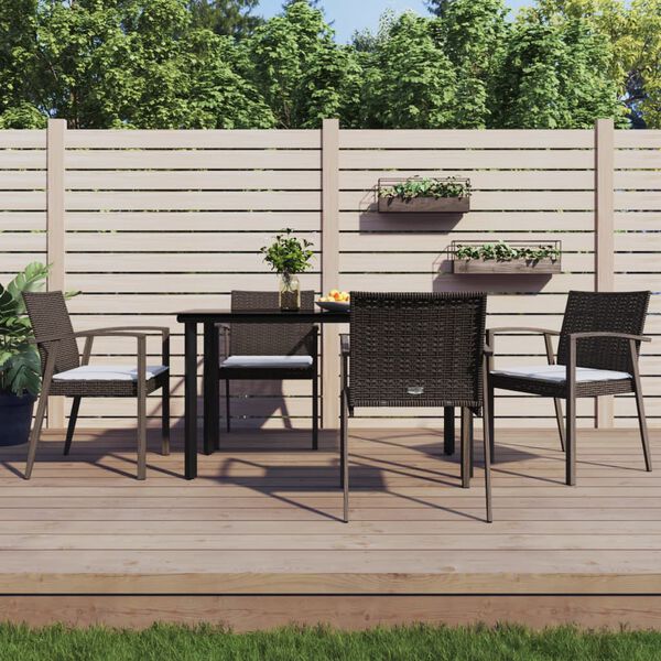 vidaXL 5-tlg. Garten-Essgruppe mit Kissen Poly Rattan und Stahl