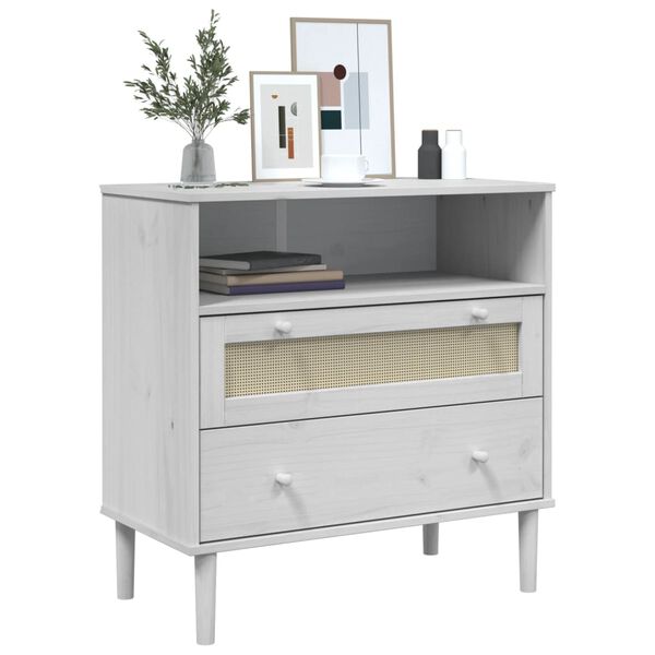 vidaXL Sideboard SENJA Rattan-Optik Weiß 80x40x80 cm Kiefernholz