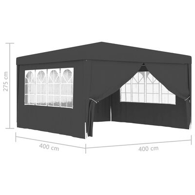 vidaXL Profi-Partyzelt mit Seitenwänden 4×4 m Anthrazit 90 g/m²
