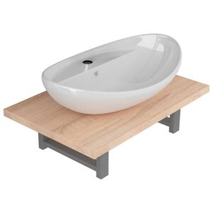 vidaXL 2-tlg. Badm&ouml;bel-Set Keramik Eichenbraun