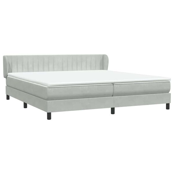 vidaXL Boxspringbett mit Matratzen Hellgrau 180x210 cm Samt