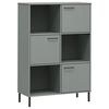 vidaXL B&uuml;cherregal OSLO mit Metallbeinen Grau 90x35x128,5cm Massivholz