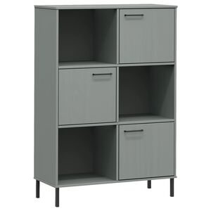 vidaXL B&uuml;cherregal OSLO mit Metallbeinen Grau 90x35x128,5cm Massivholz