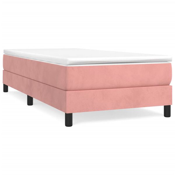 vidaXL Boxspringbett mit Matratze Rosa 80x200 cm Samt