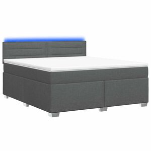 vidaXL Boxspringbett mit Matratze und LED Dunkelgrau 140 x 190 cm