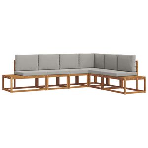 vidaXL Outdoor-Sofagarnitur mit Kissen 6 St&uuml;ck Nat&uuml;rlich und Hellgrau