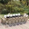 vidaXL 17-tlg. Garten-Essgruppe mit Kissen Poly Rattan Beige
