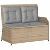 vidaXL 3-tlg. Garten-Lounge-Set mit Kissen Beige Poly Rattan