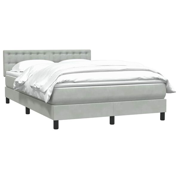 vidaXL Boxspringbett mit Matratze Hellgrau 160x210 cm Samt