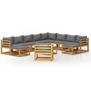 vidaXL 12-tlg. Garten-Lounge-Set mit Auflagen Massivholz Akazie