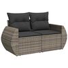 vidaXL Gartensofa-set mit Kissen mit Speicher 9 pcs Grau Poly Rattan