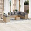 vidaXL 11-tlg. Garten-Sofagarnitur mit Kissen Beige Poly Rattan