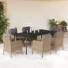 vidaXL 7-tlg. Garten-Essgruppe mit Kissen Beige Poly Rattan